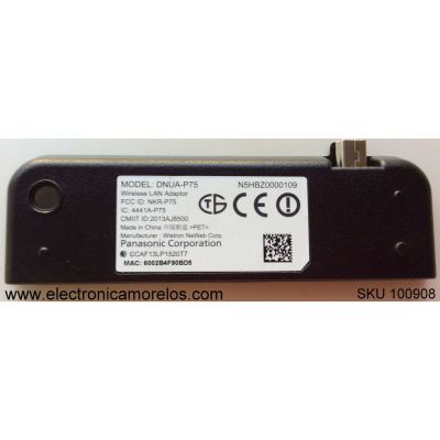 ADAPTADOR WIRELESS LAN PANASONIC / N5HBZ0000109 / NKR-P75 / MODELO TX-32AS500B / TX-55AS802B / TX47AS650B / TX-55AX630B / TX-47AS650 / TX55AS802B / TX-60AS802B / TX-50AS500B / TX55AS802B / TX-32CS510B / TX-48AS640 / TX-42AS600 / TX60AS802B